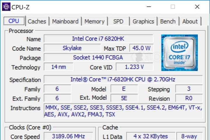CPU-Z stress and monitoring tool.