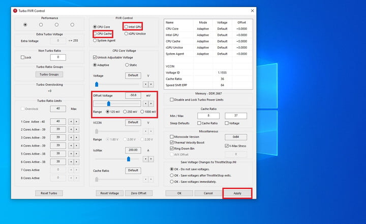 Throttlestop undervolting process.