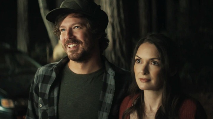 A man and a woman stand next to each other in Gone in the Night.