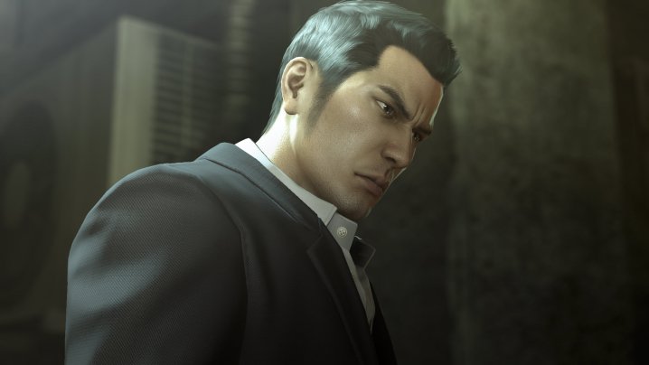 Kiryu wearing a suit.