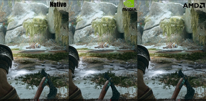 FSR and DLSS image quality comparison in God of War.