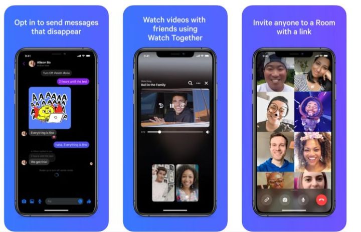 Facebook Messenger featuring disappearing messages, videos and invite link.