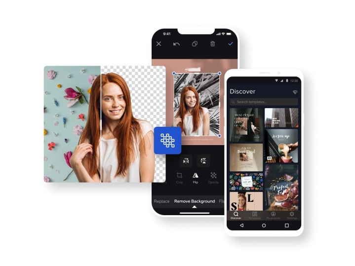 VistaCreate mobile app interface in use.