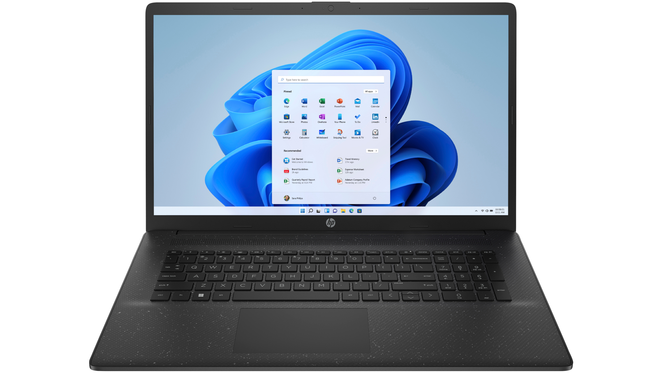 An HP Laptop 17 against a white background